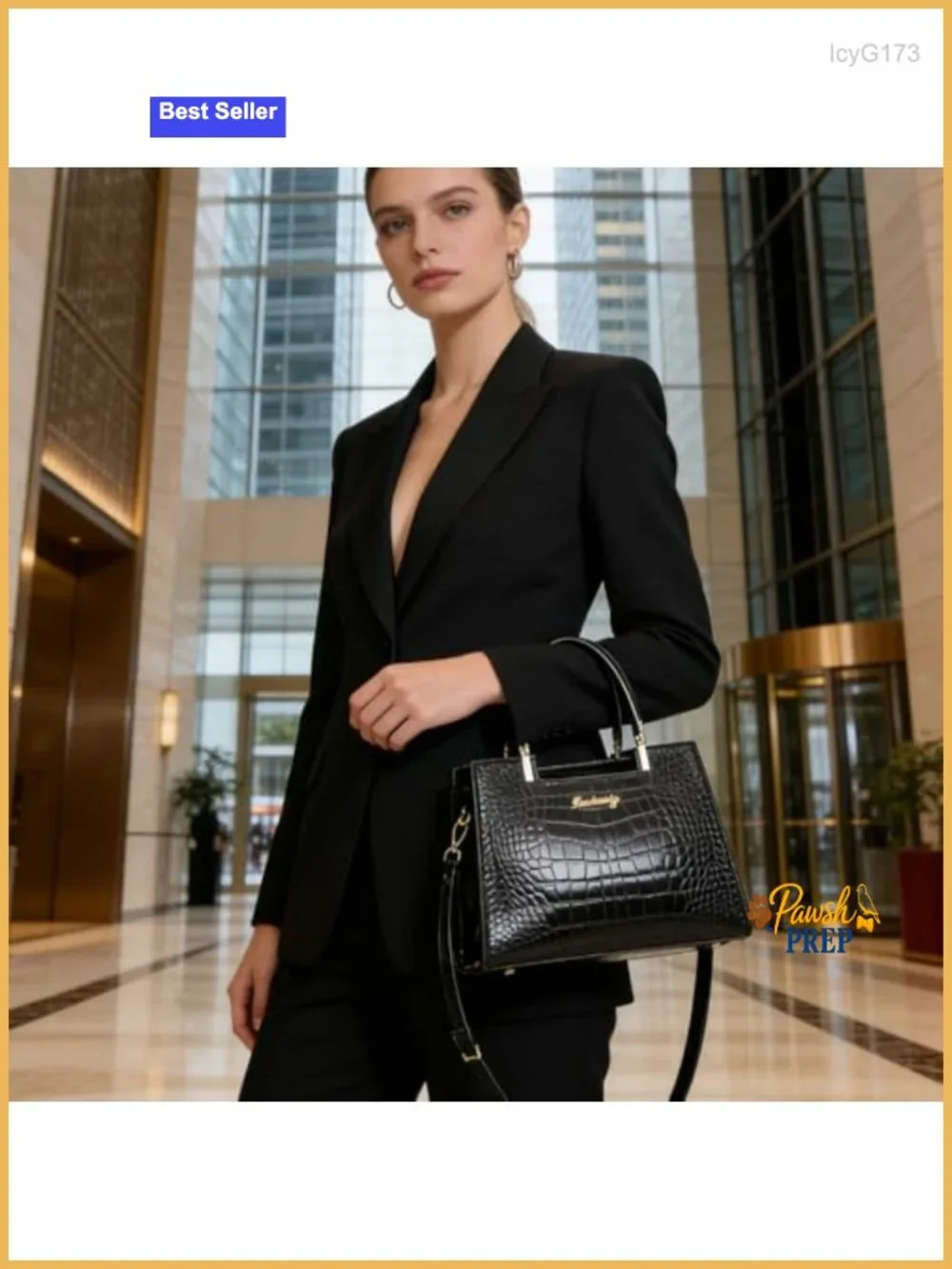Women Tote Bag Faux Leather Crocodile Pattern Satchel Purse Top Handle
